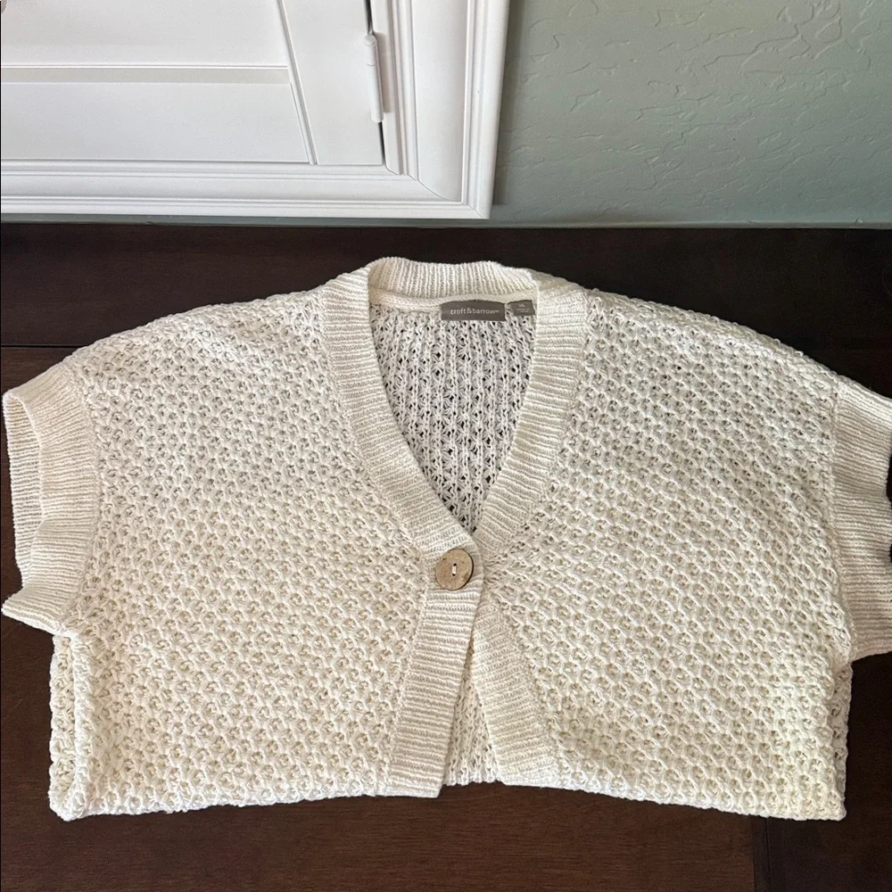 Croft & Barrow Women's Cream Cardigan Sweater - Picture 4 of 4